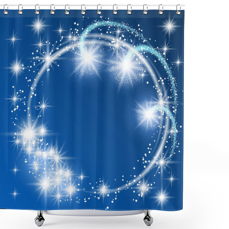 Personality  Glowing Blue Background  Shower Curtains