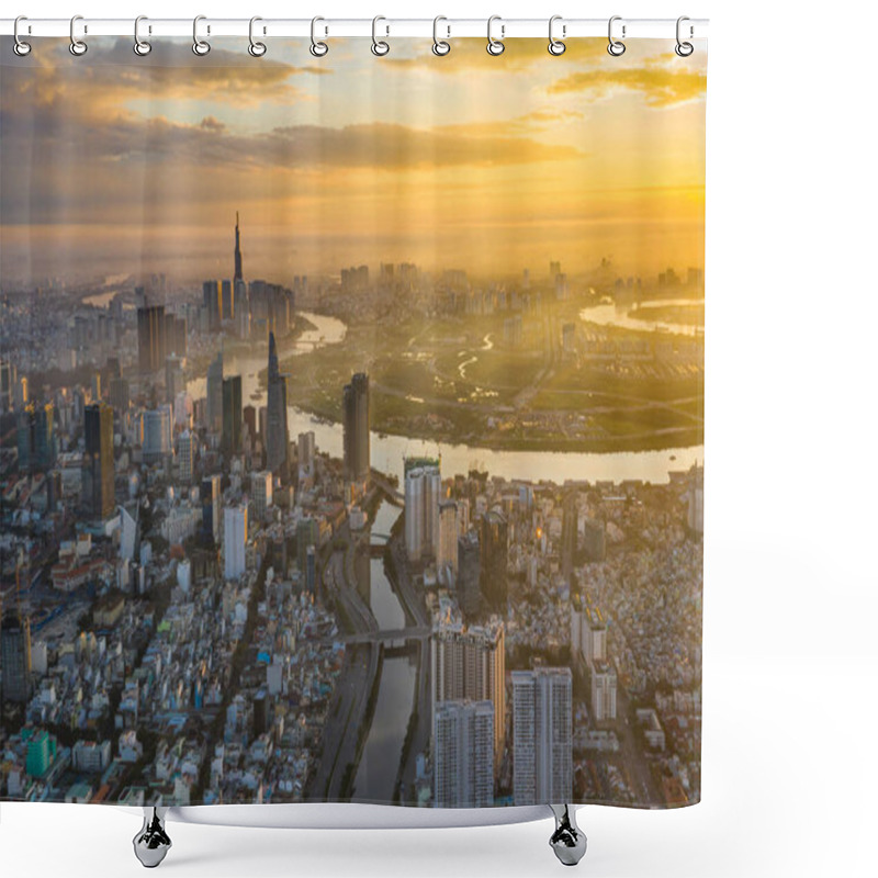 Personality  Beautiful Aerial Scenery Of Ho Chi Minh City With Sunset  Shower Curtains