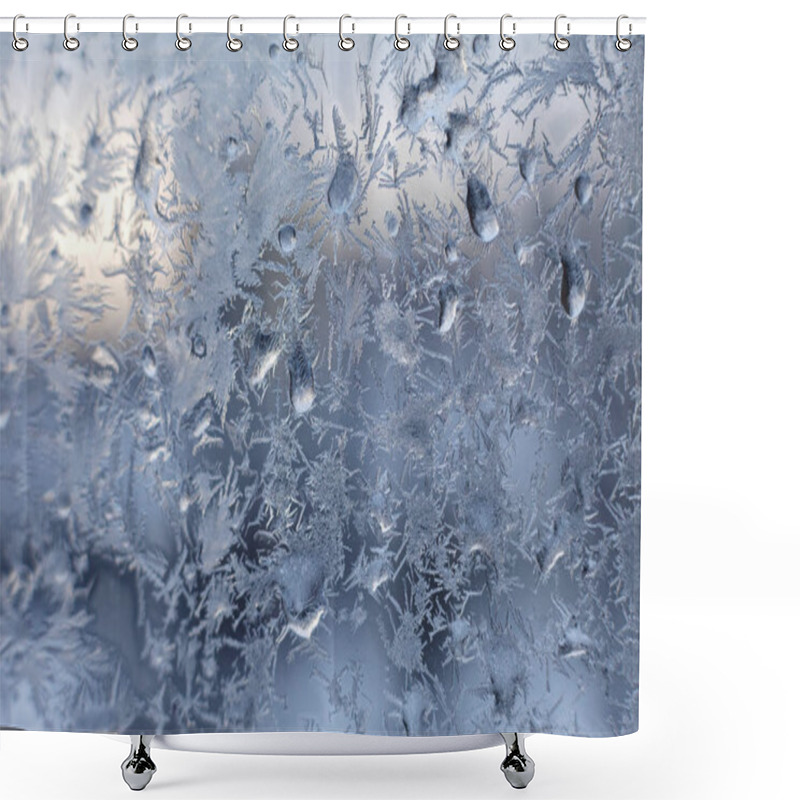 Personality  Christmas Frosty Snowflake Pattern On The Window Glass  Shower Curtains