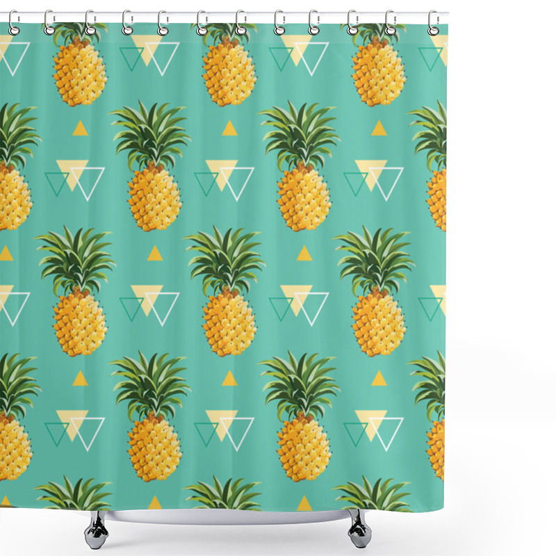 Personality  Geometric Pineapple Background - Seamless Pattern In Vector Shower Curtains