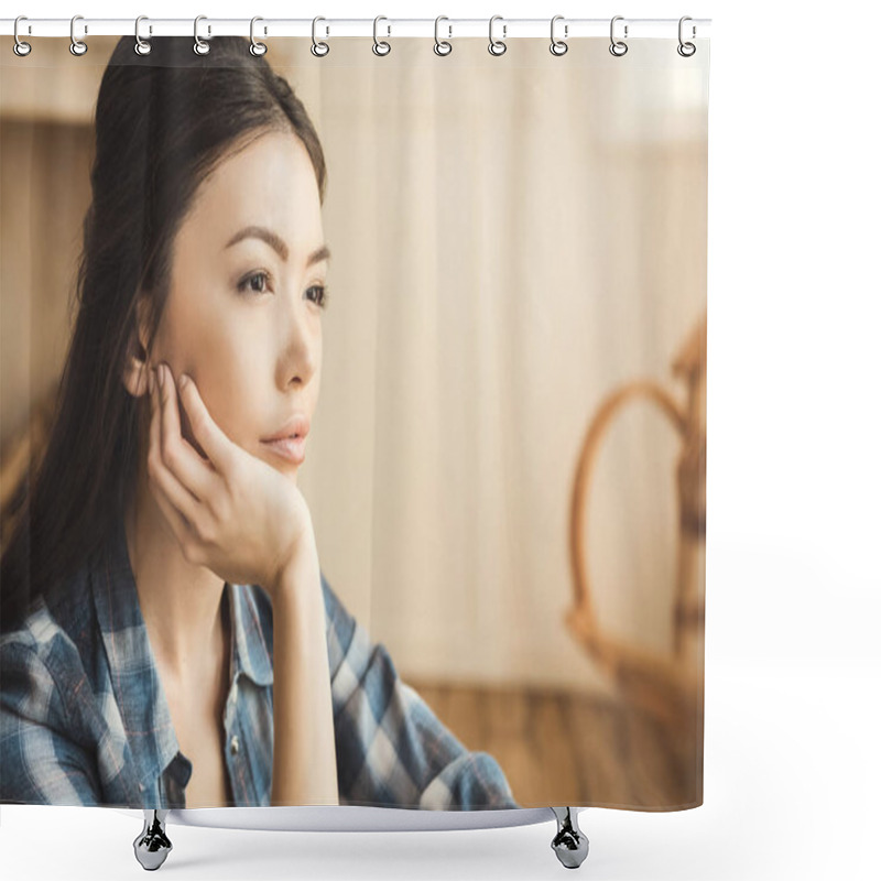 Personality  Woman Daydreaming At Home Shower Curtains