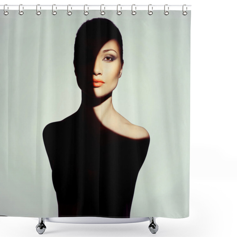 Personality  Surrealistic Young Lady With Shadow On Her Body Shower Curtains