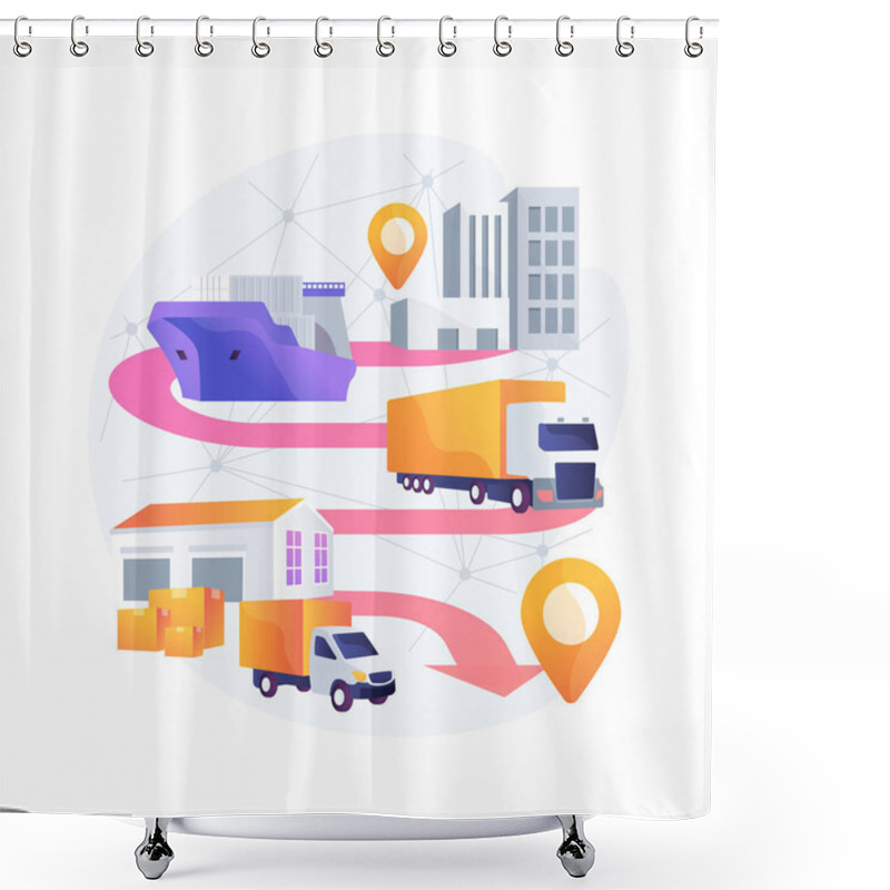 Personality  Blockchain In Transport Technology Abstract Concept Vector Illustration. Shower Curtains