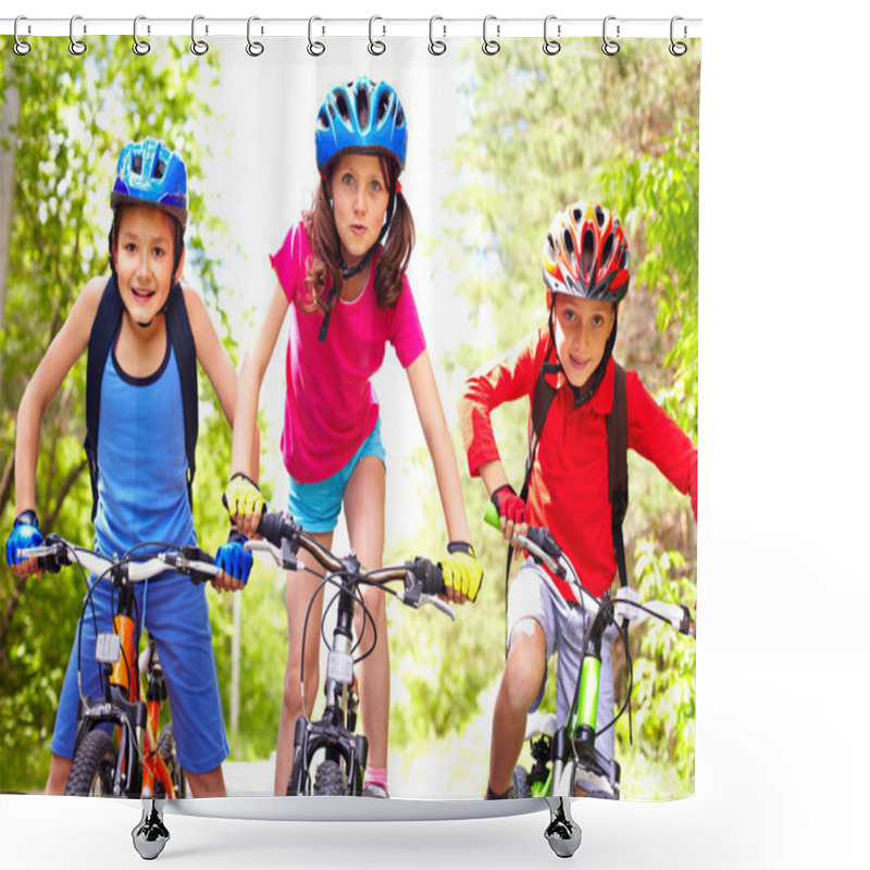 Personality  Children On Bikes Shower Curtains