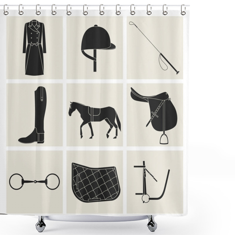 Personality  Black Equestrian Icons Shower Curtains