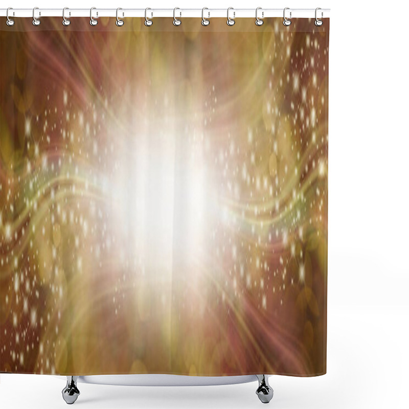 Personality  Autumnal Symmetrical Sparkling Background Banner - Wide Golden Brown Symmetrical Flowing Lines With A Shimmering White Centre Ideal For Thanksgiving With Copy Space Shower Curtains