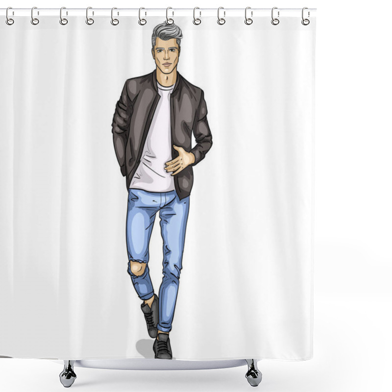 Personality  Vector Man Model Dressed Shower Curtains