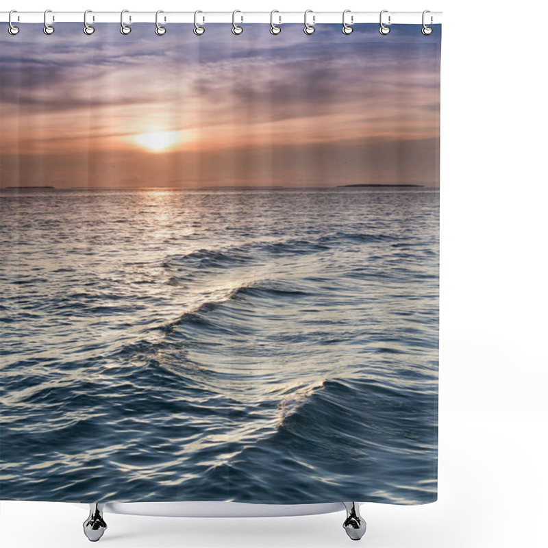 Personality  Sunset Over The Ocean Shower Curtains