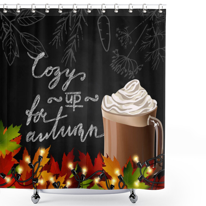 Personality  Chalkboard With Autumn Leaves Shower Curtains