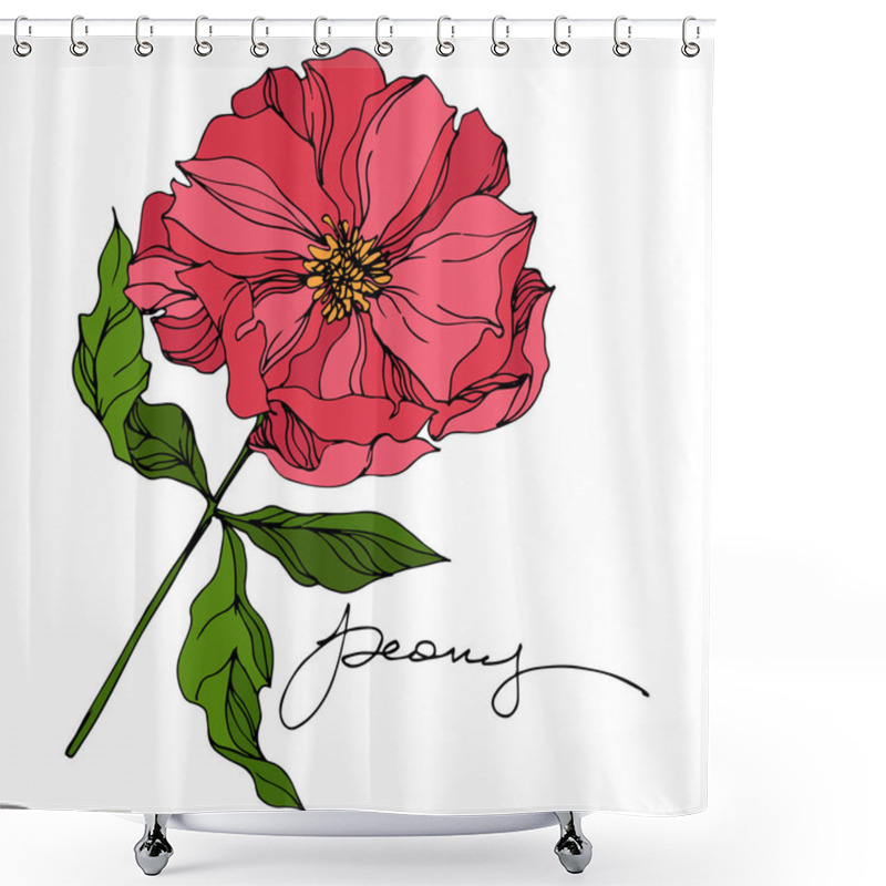 Personality  Peony Floral Botanical Flowers. Wild Spring Leaf Wildflower. Engraved Ink Art. Isolated Peonies Illustration Element. Shower Curtains