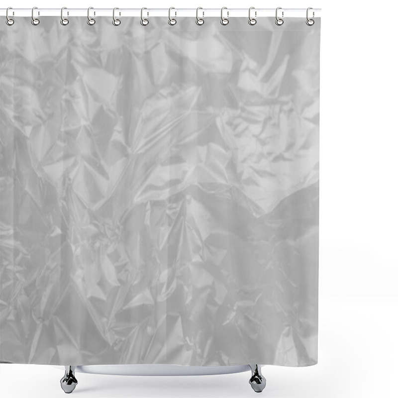 Personality  Beautiful Close Up View At An Empty Plastic Film Texture On A White Background Shower Curtains