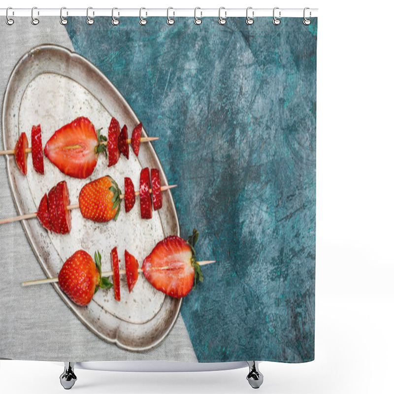 Personality  Strawberries On Wooden Skewers Shower Curtains