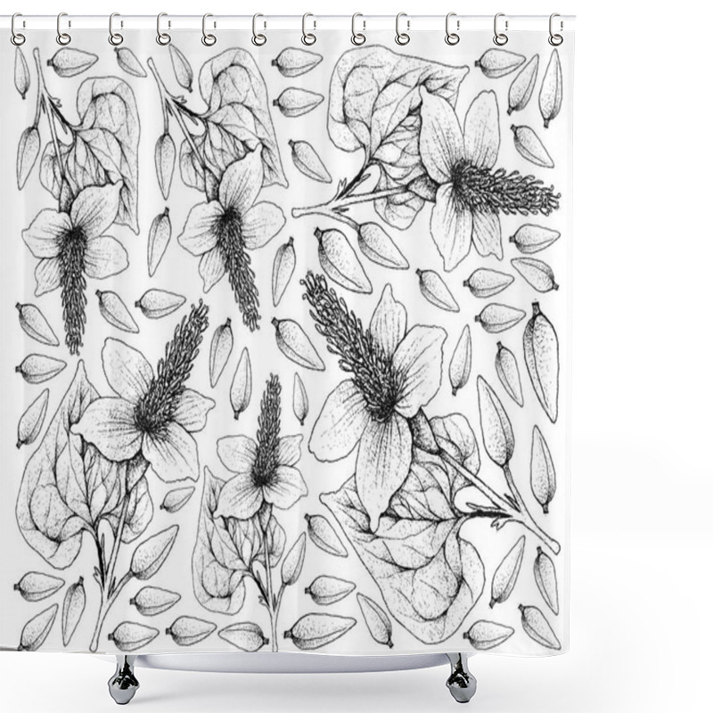 Personality  Hand Drawn Background Of Lizard's Tail Plants Shower Curtains