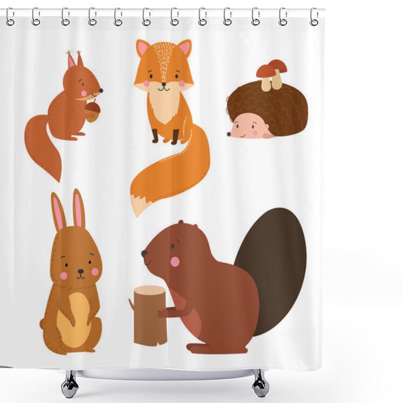 Personality  Set Of Illustration Animals Shower Curtains