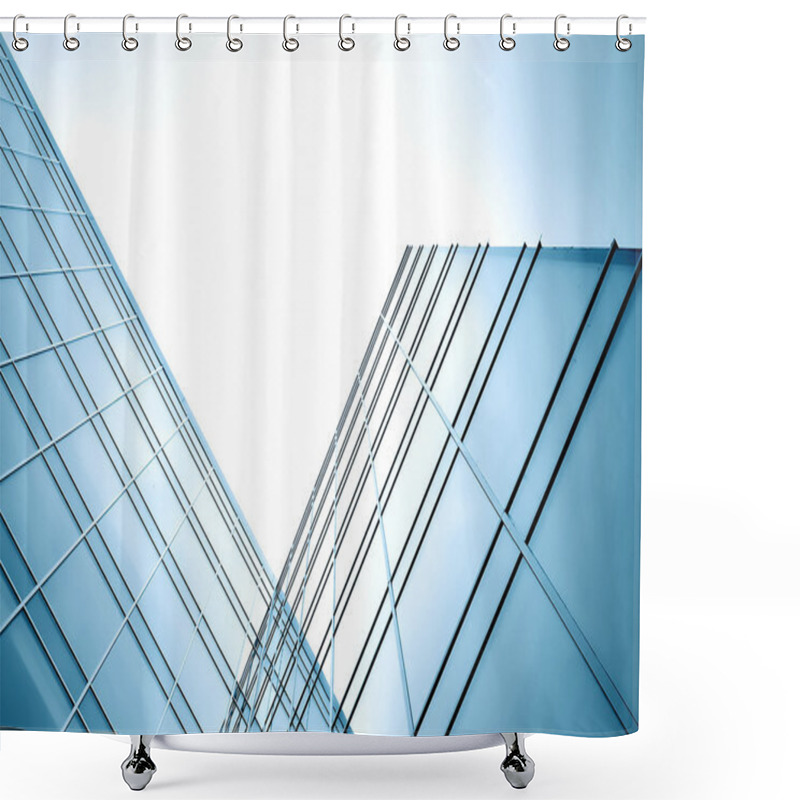 Personality  Glass Silhouettes Of Skyscrapers At Night Shower Curtains