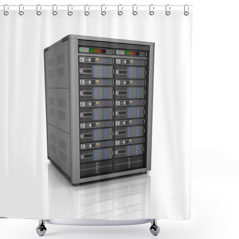 Personality  Server Storage Database Icon Over White. 3D Illustration Shower Curtains