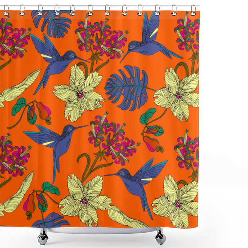 Personality  Bright Tropical Background With Exotic Plants.  Shower Curtains