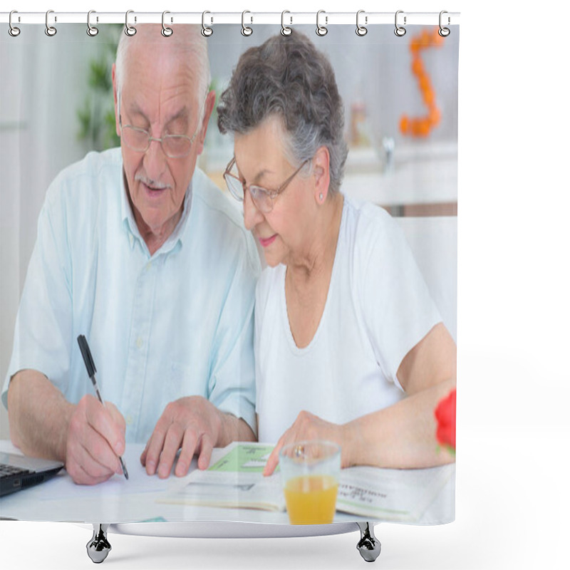 Personality  Elderly Couple And Man Shower Curtains