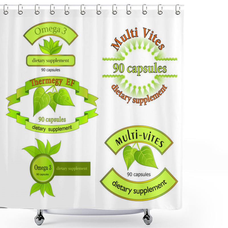 Personality  5 Samples Of Design For Labels, Boxes On Medical And Ecological Theme Shower Curtains