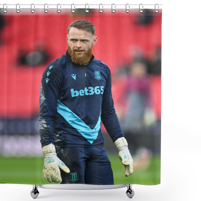 Personality  Viktor Johansson Of Stoke City During The Pre-game Warmup Ahead Of The Sky Bet Championship Match Stoke City Vs Cardiff City At Bet365 Stadium, Stoke-on-Trent, United Kingdom, 14th December 2024 Shower Curtains