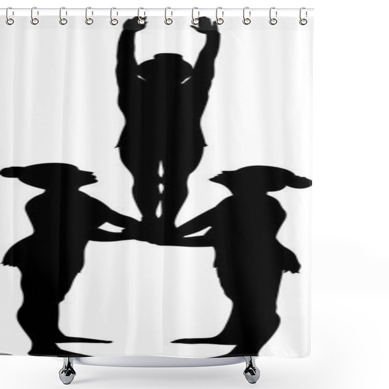 Personality  Acrobatic Stunt. Gymnasts Acrobats Vector Black Silhouette. Shower Curtains