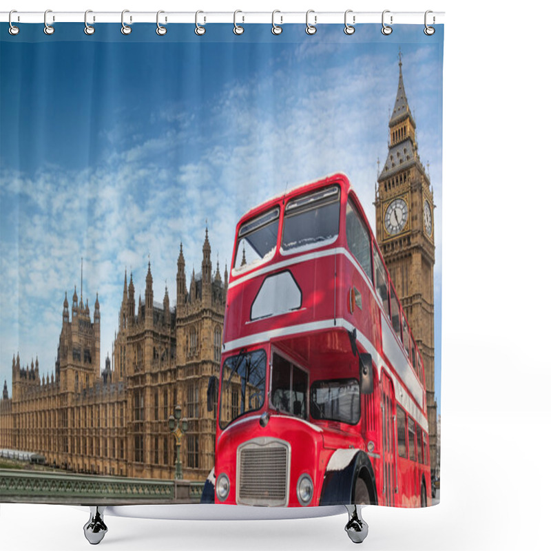 Personality  Red Double-decker For Parliament Shower Curtains