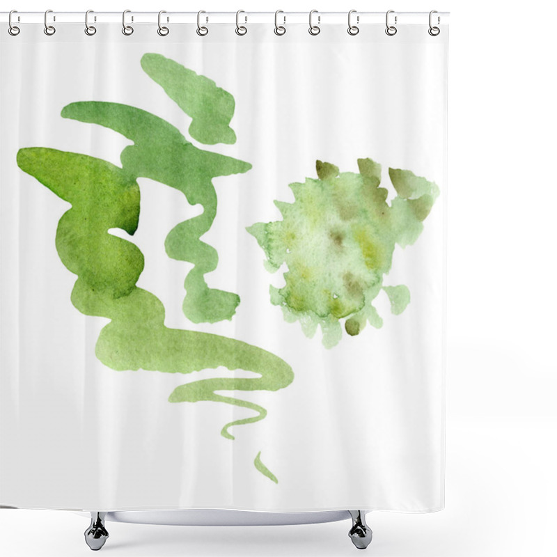 Personality  Green Ginkgo Biloba With Leaves Isolated On White. Watercolour Ginkgo Biloba Drawing Isolated Illustration Element. Shower Curtains