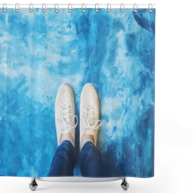 Personality  Human Feet In Sneaker Shoes Shower Curtains