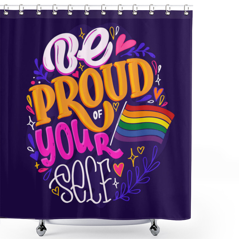 Personality  Pride Month - LGBTQ Label Lettering. Love Is Love. Pride Postcard. T-shirt Design. Shower Curtains