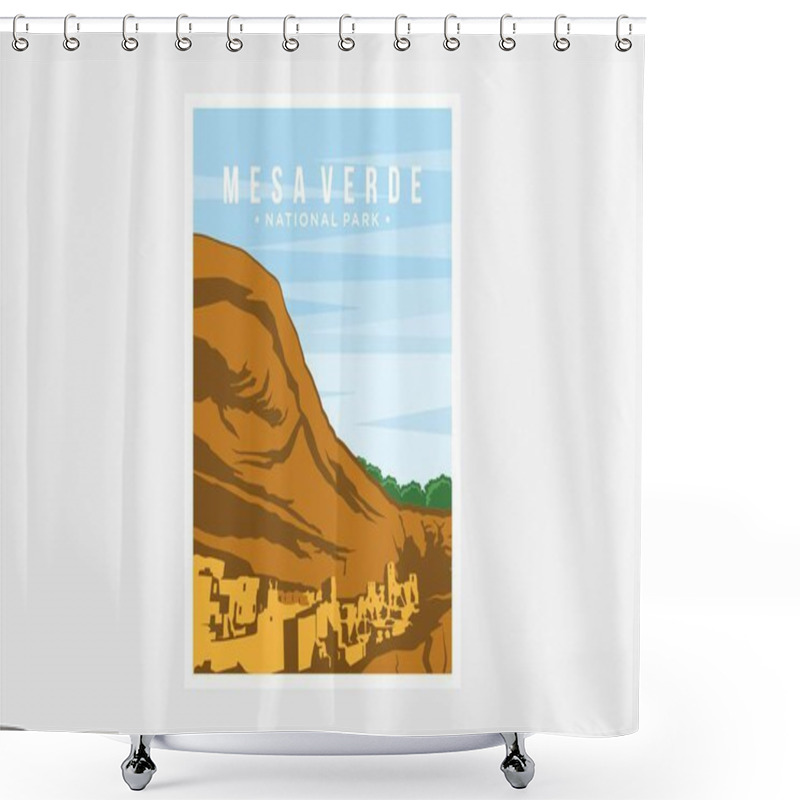 Personality  Mesa Verde National Park Poster Vector Illustration Design Shower Curtains