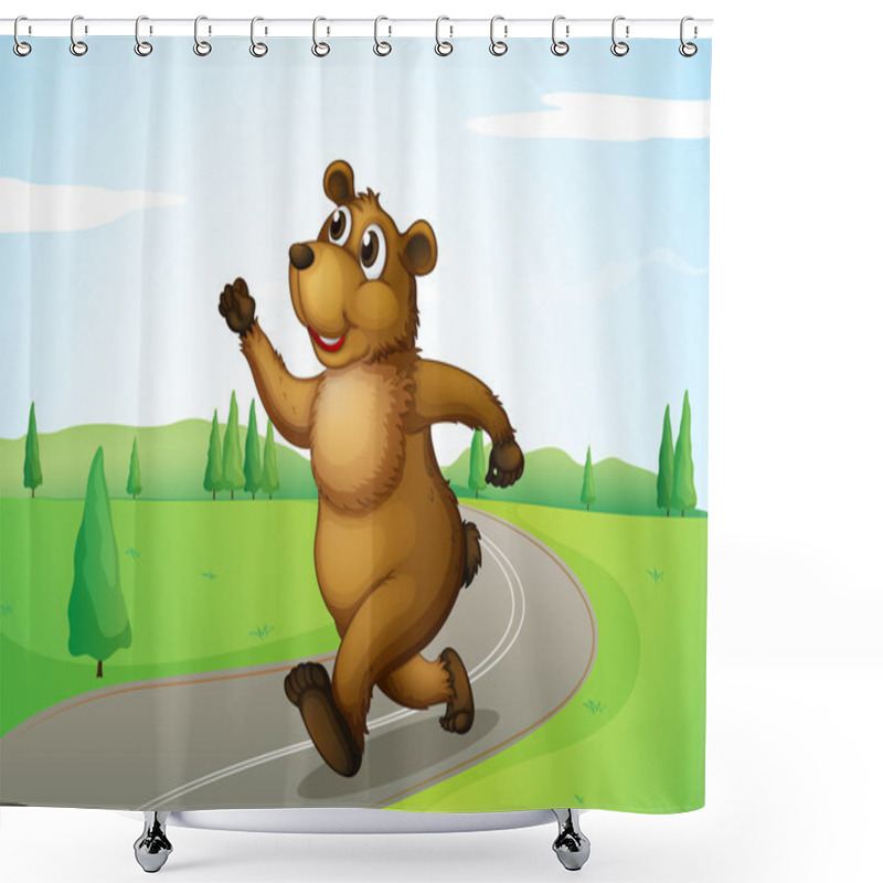 Personality  A Bear Running At The Road Shower Curtains