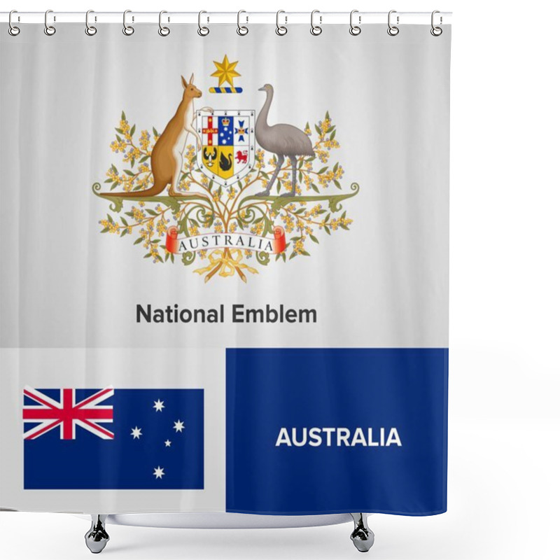 Personality  Australia National Emblem And Flag  Shower Curtains