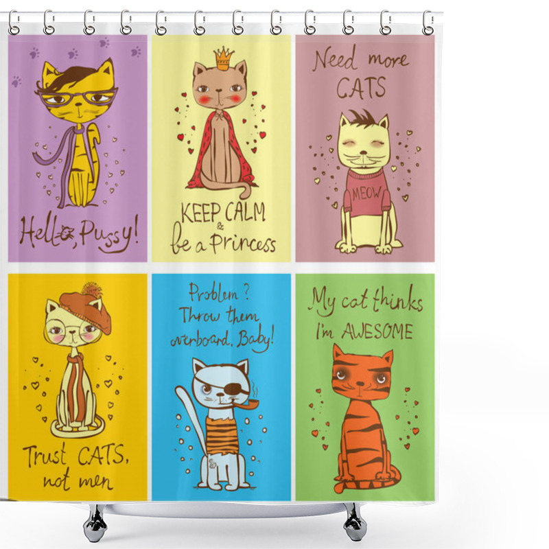 Personality  Set Of Stylish Cats Shower Curtains