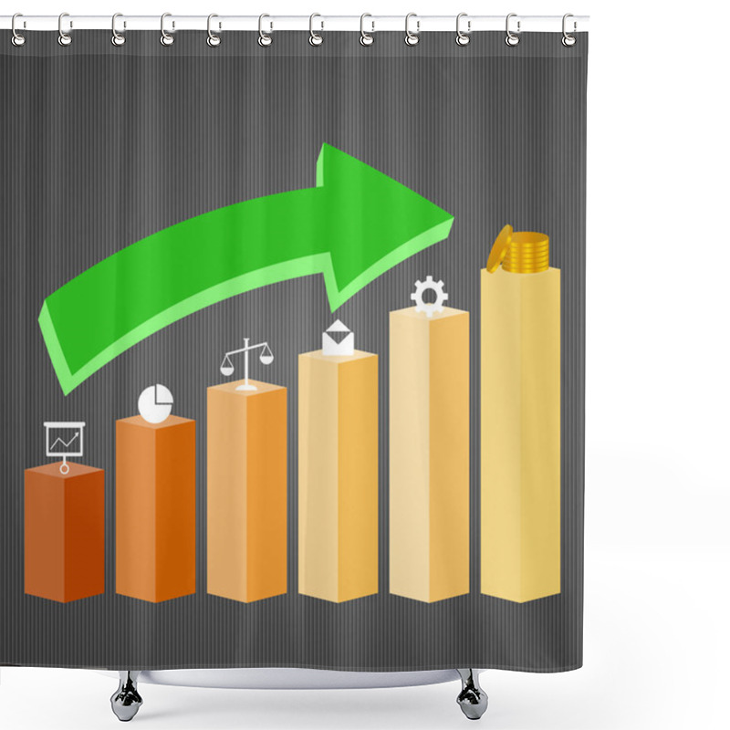 Personality  3d Illustration Of Business Graph With Arrow Shower Curtains