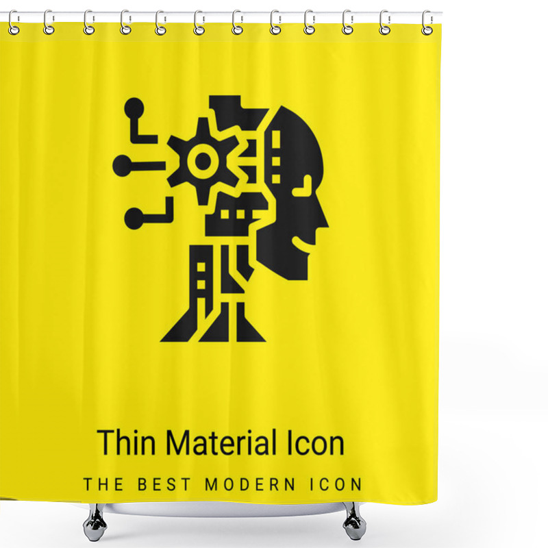 Personality  AI Minimal Bright Yellow Material Icon Shower Curtains