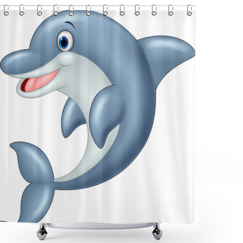 Personality  Standing Dolphin Vector Illustration Shower Curtains