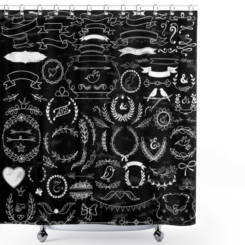 Personality  Collection Of Handdrawn Decorative Design Elements Shower Curtains