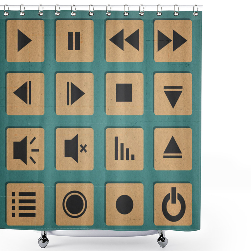 Personality  Media Player Icons Set Shower Curtains