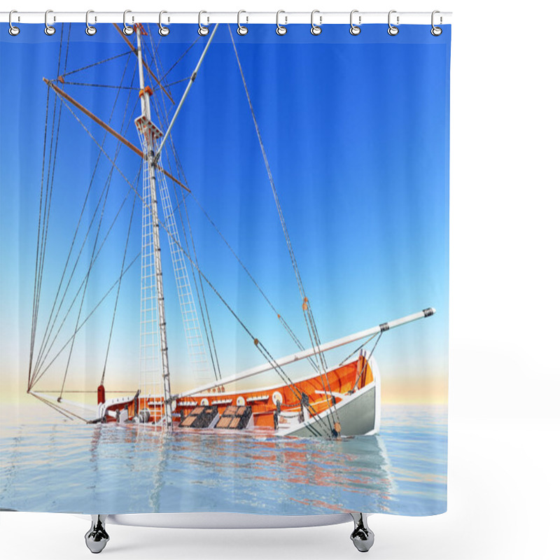 Personality  Old Pirate Frigate Sinking On Stormy Waters Shower Curtains