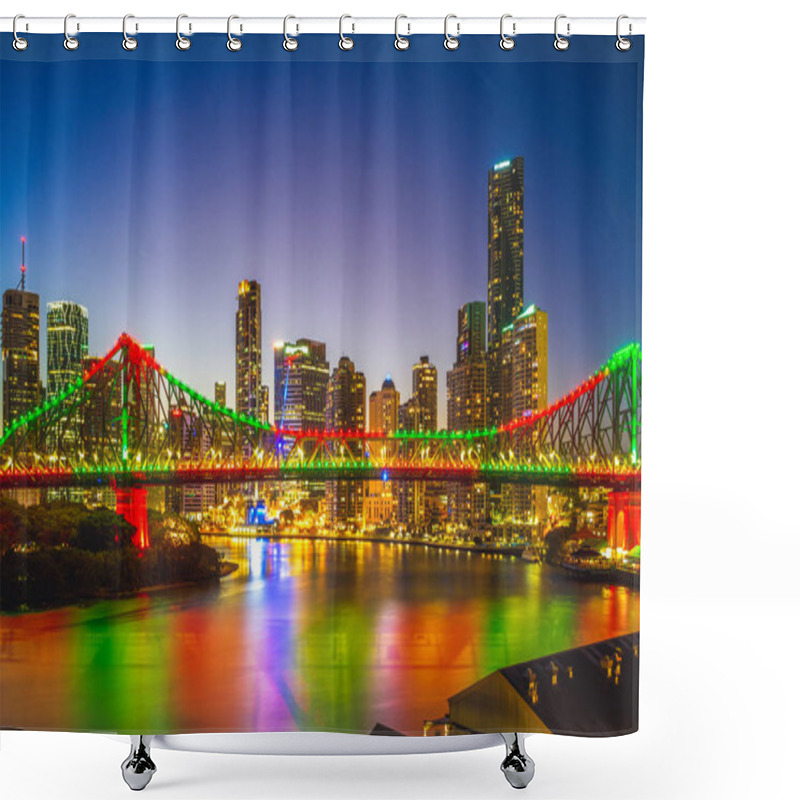 Personality  Brisbane With Story Bridge In Australia At Night Shower Curtains