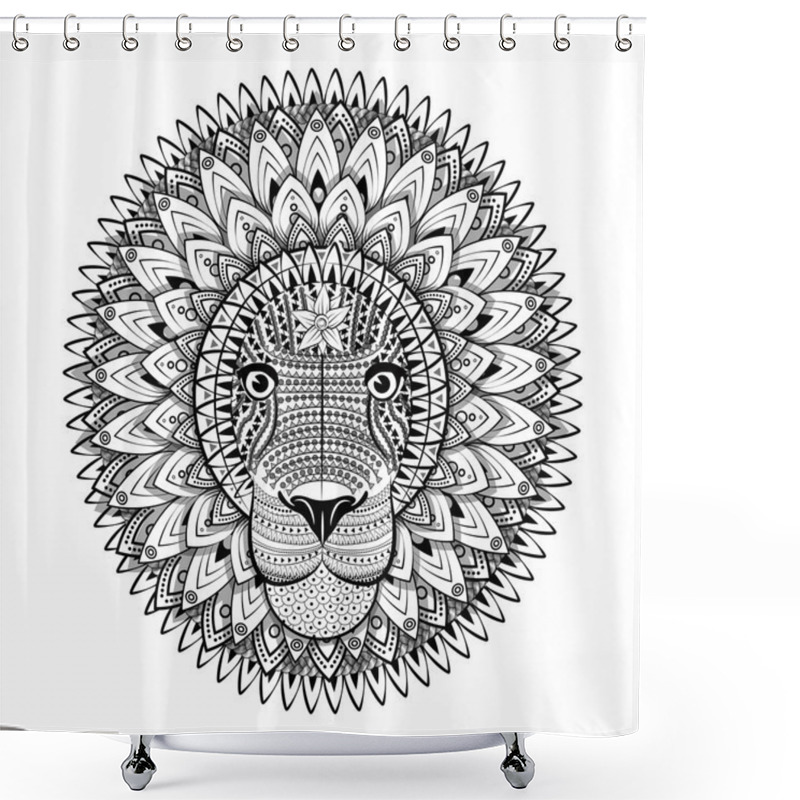 Personality  Zentangle Ornate Lion. Shower Curtains