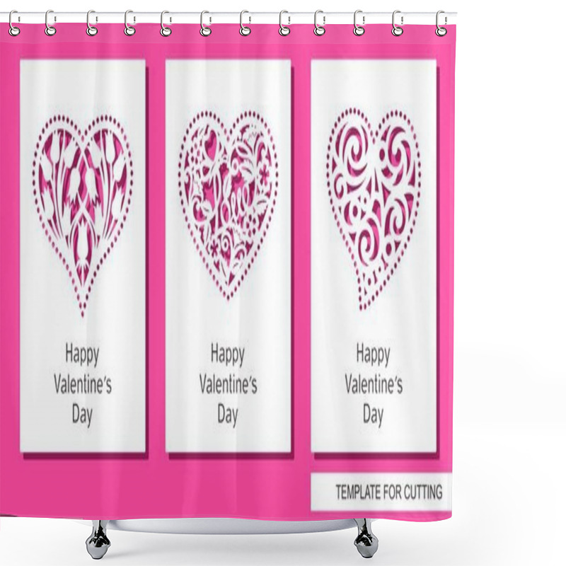 Personality  Set Of Greeting Card With Lacy Hearts With Flowers, Curls, Butterflys And Word 