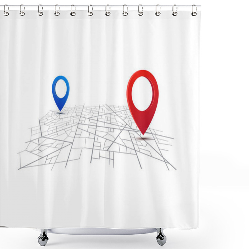 Personality  Map GPS Navigation. Map With Pins. Shower Curtains