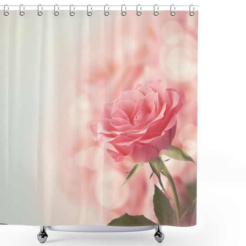 Personality  Beautiful Pink Rose. Retro Style Toned. Shower Curtains