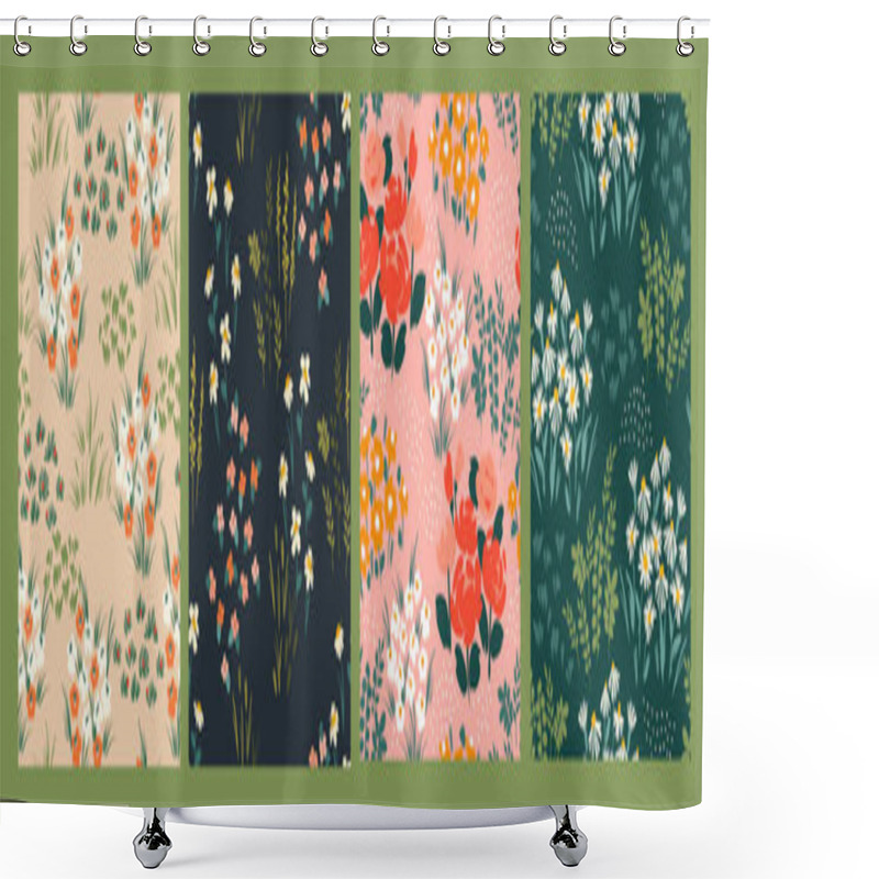 Personality  Floral Abstract Seamless Patterns. Vector Design For Different Surfases. Shower Curtains