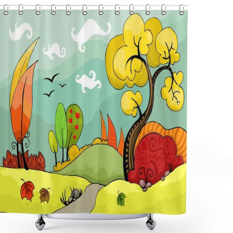 Personality  Autumn Landscape Shower Curtains