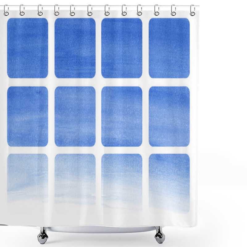 Personality  Blue Squares Shower Curtains