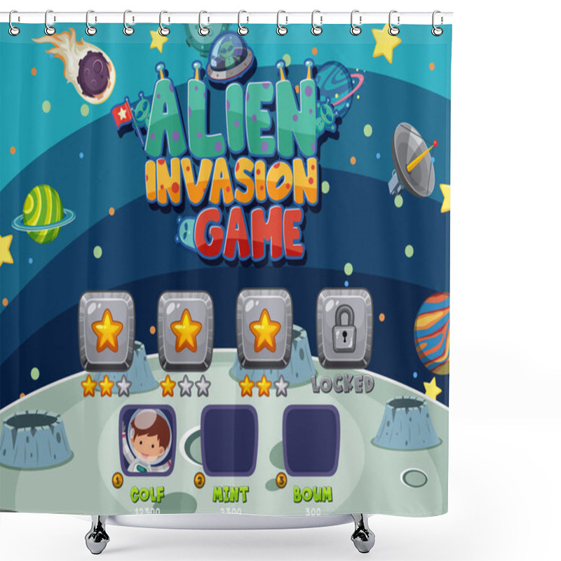 Personality  Game Template With Alien Invasion In The Space Illustration Shower Curtains