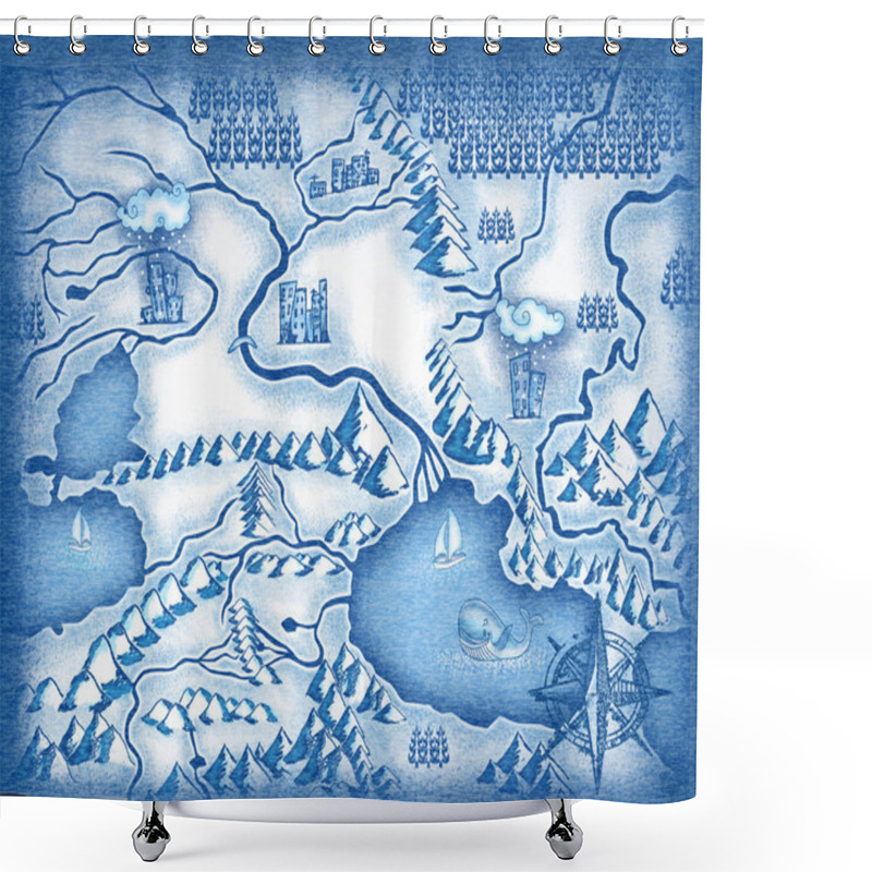 Personality  Drawn Map Shower Curtains