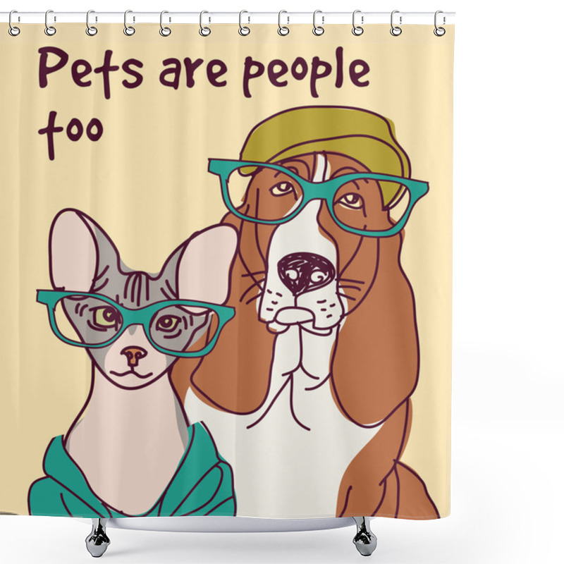 Personality  Pets Animals Fashion Card Shower Curtains